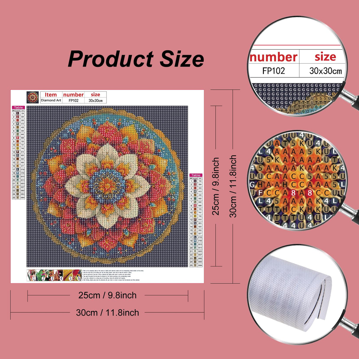 PFFNGPEN Diamond Painting Kits for Adults, 5D DIY Mandala Diamond Art Kits for Beginners, Full Drill Round Diamond Art for Home Wall Decor,12x12 inch PFFNGPEN