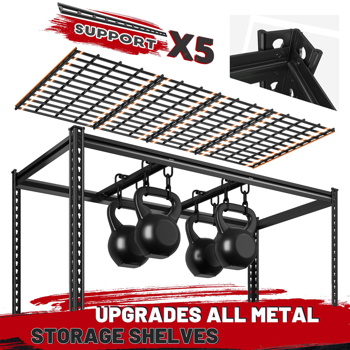 REIBII 55" W Garage Shelving 3000LBS Heavy Duty Storage Shelves 5 Tier Adjustable Metal Shelving Unit for Storage Rack Garage Storage Shelves Industrial Utility Shelf, 55" W x 24" D x 72" H REIBII