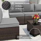 ALAULM 13 Pieces Patio Furniture Set with 2 Swivel Chairs Patio Furniture Outdoor Sectional Sofas with 55000 Gas Fire Pit Patio Conversation Set w/10 Cushions-Grey ALAULM