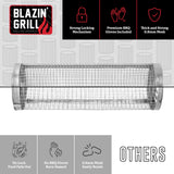Blazin' Grill Rolling Grill Basket | Rolling Grilling Baskets for Outdoor Grilling 2 Pcs | Barbecue Grill Set with BBQ Gloves | Portable Camping Net Rack Perfect for Vegetables, Seafood & Meat | BLAZIN' GRILL
