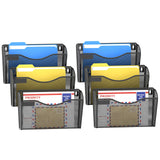 samstar 6 Pack Mesh Wall Mounted File Holder Metal Wall File Pocket Mail Organizer for Office/Home(with Label Panel) samstar