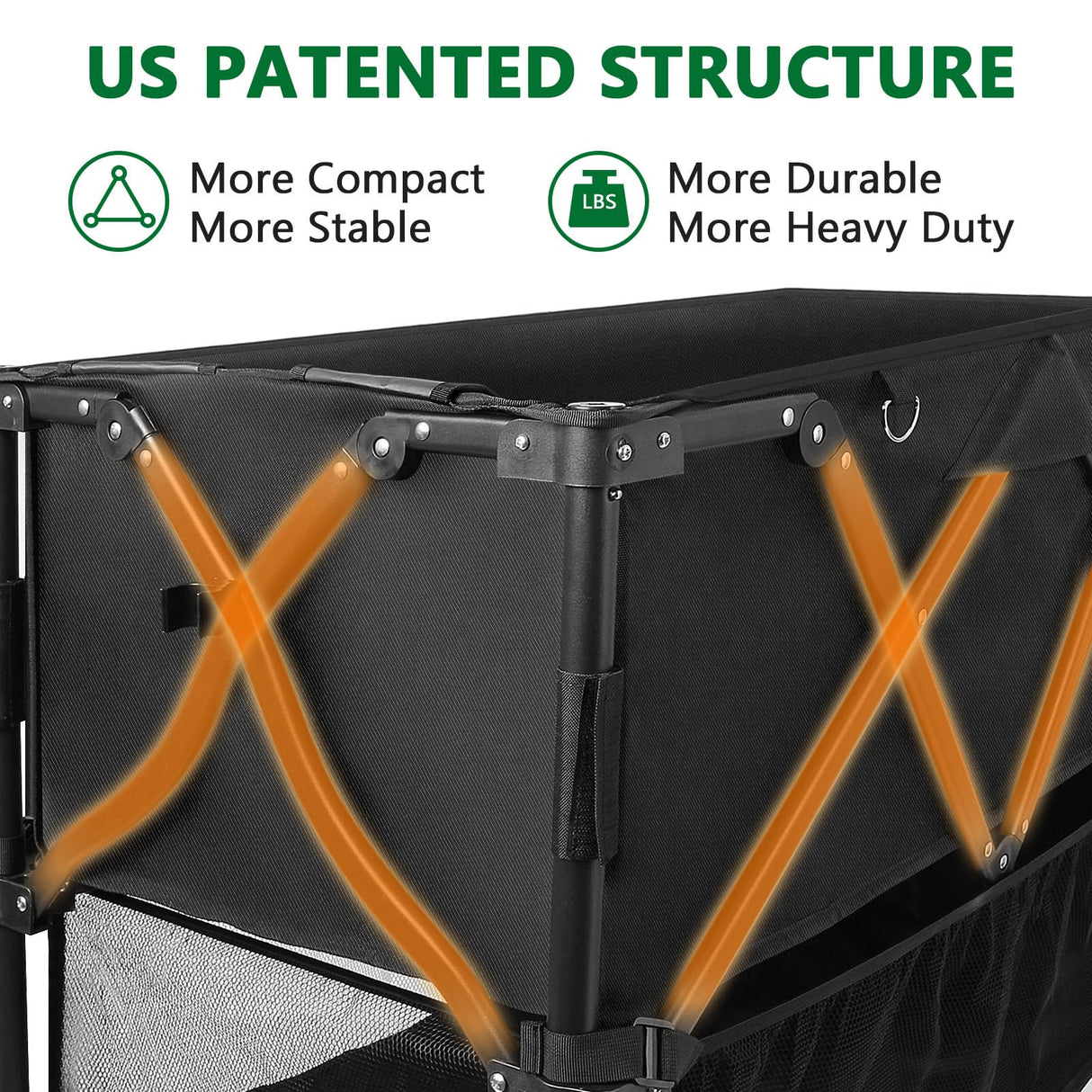 UNITON Double Decker Wagon 600lb Capacity & 400L Collapsible Sports Wagon with Big Wheels 54" Extended Utility Folding Wagon Cart for Camping Fishing & Outdoor Use UNITON