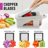 Mueller Pro-Series All-in-One, 12 Blade Mandoline Slicer for Kitchen, Food Chopper, Vegetable Slicer and Spiralizer, Cutter, Dicer, Grater, Kitchen Gadgets Sets with Container, White Sand/Gray Mueller