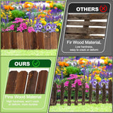 Garden Wooden Fence,6ft X 8in Pine Wood Flower Bed Edging Borders, No Fading Planter Fencing for Outdoor Patio Lawns Yard Flower Bed Decoration SHATGYI