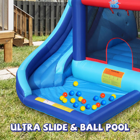 Action Air Bounce House - Inflatable Bouncing House with Blower for Indoor & Outdoor - Jump Bouncy Castle with Slide - Big Bouncy Area, Love for Kids Action air