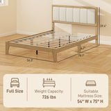HOMCOM Full Size Bed Frame with Upholstered Headboard, Platform Bed Frame with Wooden Slats, No Box Spring Needed, Easy Assembly, Oak HOMCOM