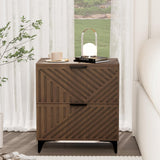 Royal Windsor Fluted Nightstand Set of 2 with 2 Drawers, Side End Table, Small Accent Storage Cabinet,Modern Night Stand Bedside Table for Bedroom, Brown Royal Windsor