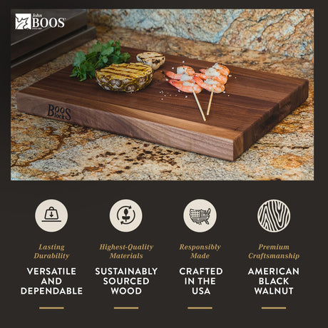 John Boos Block R-Board Reversible Wood Cutting Board, 24"x18"x1.5", Walnut John Boos