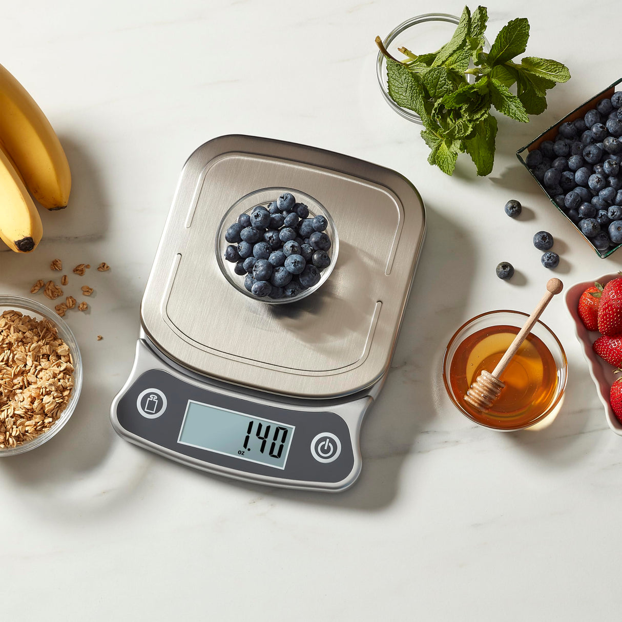 Eat Smart ESKS-10 Precision Elite Digital Kitchen Scale - 15 lb. Capacity, UltraBright Display and Stainless Steel Platform EatSmart