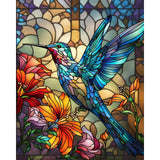 xackcme Hummingbird Paint by Numbers for Adults - Stained Glass Paint by Number on Canvas Without Frame, DIY Bird Oil Painting for Gift Home Wall Decor (16x20 inch) xackcme