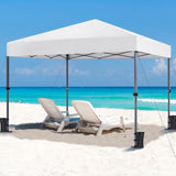Yaheetech 10x10 1-Person Setup Pop Up Canopy Tent, Instant Portable Commercial Canopy Tent, Outdoor Gazebo with 1-Button Push, Wheeled Bag & 4 Sandbags for Home, Party & Outdoor Activities, White Yaheetech