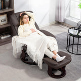 HOMCOM Recliner Chair with Ottoman, PU Leather Swivel Recliner with Comfy Footrest, Upholstered Adjustable Living Room Chair and Ottoman Set, Dark Brown HOMCOM
