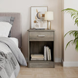 FOTOSOK Nightstand Set of 2, 2-Tier Side Table with Drawer and Storage Shelf, Bedside Table End Table, Modern Night Stand for Bedroom, Home Office,Vintage Grey FOTOSOK