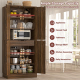Unikito 71" Farmhouse Kitchen Pantry Storage Cabinet with Barn Doors, Adjustable Shelves & Drawer Organizer, Versatile Tall Storage Cupboard for Dining Room, Bathroom, Utility Room, Weathered Brown Unikito