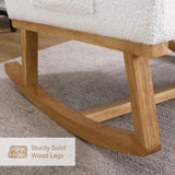 HCHAIRH Rocking Chair Nursery, Sherpa Nursing Rocking Armchair for Mom Nursery Morden Rocker Chair with High Backrest for Living Room,Bedroom,Teddy White HCHAIRH