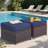 Hoffeorrad Outdoor Ottoman Rattan Footstool - Patio Ottomans with Removable Cushion, All-Weather PE Wicker & Steel Frame for Poolside, Garden Outdoor Furniture,23.6 x 21.7 x 17.8 inches, Brown 2 Pcs Hoffeorrad