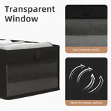 STORAGE MANIAC 6 Pack Storage Bins with Clear Window, Storage Boxes for Shelves, Sturdy Foldable Closet Organization Fabric Shelf Basket for Toy, Towel, Book, Jeans, Offices, Dorm, Wardrobe, Black STORAGE MANIAC