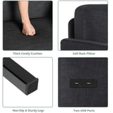 STHOUYN 3 Piece Living Room Furniture Sets, 3 Seat Couch and Loveseat with 2 USB, Single Sofa Accent Chair, Modern Small Couches for Small Spaces, Bedroom, Apartment (Dark Grey) STHOUYN