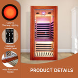 Far Infrared Sauna for Home Indoor Sauna Wooden Dry Saunas for 1 Person 1020W 110V with Control Panel, Bluetooth Speaker, Reading Lamp ToTibuy