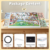 Playboda 2-in-1 Rotating & Tilting Puzzle Board for 1500‑Piece Puzzles with 4 Color Drawers and Cover, 32"x24" Portable Spinning Plastic Jigsaw Puzzle Table for Adults Playboda