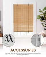 Erfolkerz 35" Wx72 H Bamboo Blinds Roller Shades for Indoor Windows, Blackout Bamboo Curtain Roll Up wiht Cord, Privacy Roman Shade for Interior/Exterior Windows, Mounting Hardware Included Erfolkerz
