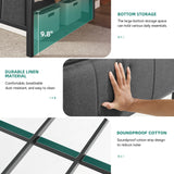 YITAHOME Queen Bed Frame with Storage Headboard, Upholstered LED Platform Bed with Charging Station, Heavy-Duty Metal Slats, No Box Spring Needed, Fast Assembly - Gray YITAHOME