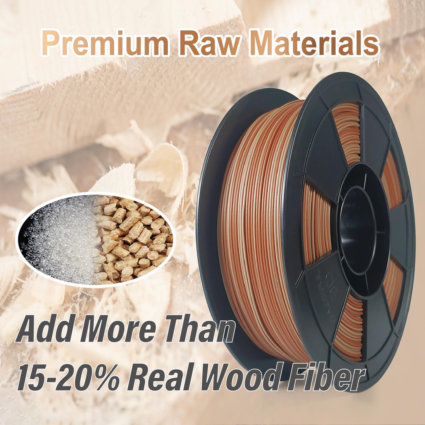 COLORFUL Wood Grain PLA 3D Printer Filament 1.75mm, Dual Color Filament with 20% Wood Fiber, 3D Printing PLA Filament Wood Grain Filament, 1kg Spool (2.2 lbs),Dimensional Accuracy +/- 0.05 mm