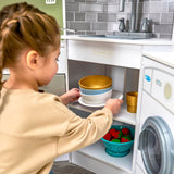 KidKraft Ultimate Corner Wooden Play Kitchen with Lights & Sounds, Play Phone and Curtains, White KidKraft