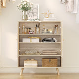 Rattan Shoe Cabinet, 4-Tier Shoe Storage Organizer Cabinet with Adjustable Shelf for Entryway, Freestanding Shoe Rack for Living Room, Entryway, Dining Room, Kitchen IDEALHOUSE