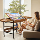 Becko US 2 in 1 Jigsaw Puzzle Table with 8 Sorting Trays, Foldaway & 3 Tilted Angle for Adjusted Height, Universal Wheels for Moves, Shelf Rack for Storage, 30 * 20.1 in for Puzzles Up to 1000 Pieces Becko US