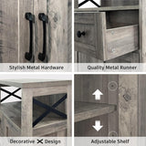 Farmhouse Storage Cabinet with Barn Doors and Open Shelf, Kitchen Pantry with Storage, Coffee Bar Station, Freestanding Cupboard Hutch Cabinet for Kitchen, Dinning Room, Livingroom, Grey FiveWillowise