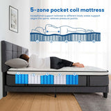 Queen Mattress, 12 Inch Pillow Top Hybrid Mattress in a Box Medium Firm Fiberglass-Free, Soft Breathable Pressure Relief Memory Foam Pocket Innerspring Bed, CertiPUR-US Certified PAMYO