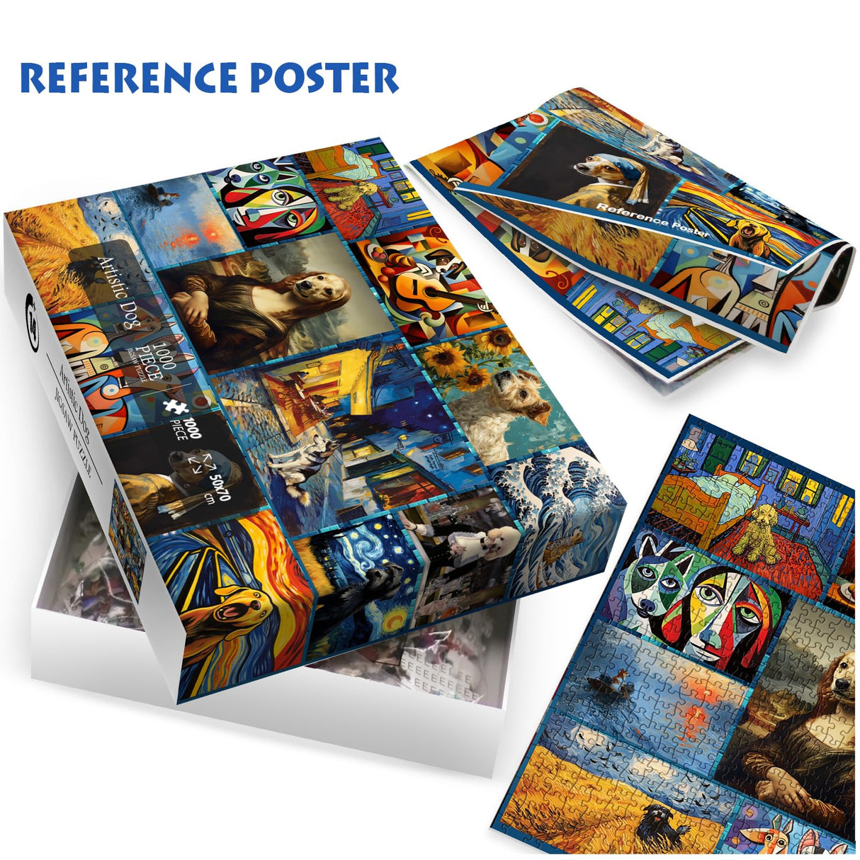 Dog Puzzles for Adults 1000 Piece, Puppy Animal Jigsaw Puzzle, Classic Artists Dog Collage Puzzles for Adults IdeaBazar