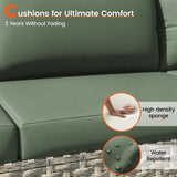 VONZOY Patio Furniture Set, 7-Piece Outdoor Sectional All-Weather Wicker Patio Conversation Set for Backyard (Green Cushions with Grey Rattan) VONZOY
