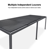 PURPLE LEAF Outdoor Louvered Pergola 11.4' x 23.3' Patio Aluminum Oversize Perogla with String Lights Independent Adjustable Roof for Outdoor Deck Garden Patio PURPLE LEAF