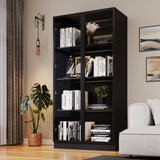 GLAUBIO Display Cabinet for Collectibles 4 Tier Metal Storage Cabinet Black Curio Cabinet with Glass Doors,Collectibles Toy Organizers Rack & Display Shelf,Kitchen Pantry for Home Office, Living Room GLAUBIO