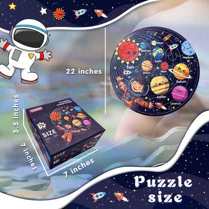 TALGIC Puzzles for Kids Ages 4-6, Kids Puzzles with Solar System Planets, 70 Piece Round Large Floor Puzzles for Kids Ages 3 4 5 6 7 8, Educational Toy Gift Jigsaw Puzzles for 5 Year Old Boys Girls