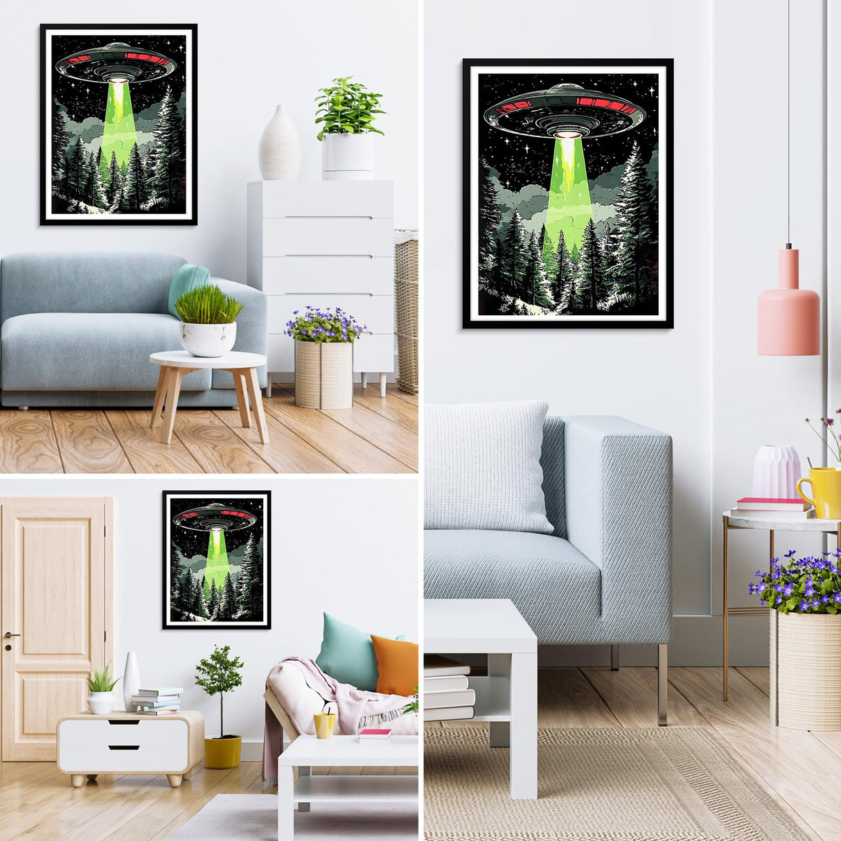 MXJSUA DIY Diamond Painting Kits for Adults, Alien Spaceship Diamond Gem Art Painting for Beginners, Diamond Picture with Full Round Drill Dots Craft Set Gift, 12x16 Inch MXJSUA