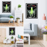 MXJSUA DIY Diamond Painting Kits for Adults, Alien Spaceship Diamond Gem Art Painting for Beginners, Diamond Picture with Full Round Drill Dots Craft Set Gift, 12x16 Inch MXJSUA