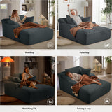 50 Inch Chaise Lounge Chair Indoor, Oversized Corduroy Upholstered Boneless Sofa Bed, Deep Seat Sleeper Couch Reading Chairs, Cloud Sofas Couches for Living Room, No Assembly Required (Dark Grey) ivoros