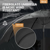 Ayge 9FT Large Outdoor Patio Umbrella Market Table Umbrella-UV Resistant, Easy Push Button Tilt and Crank, 8 Sturdy Fiberglass Ribs Heavy-Duty Pool Umbrella for Deck, Backyard,Garden, Yard,Black Ayge