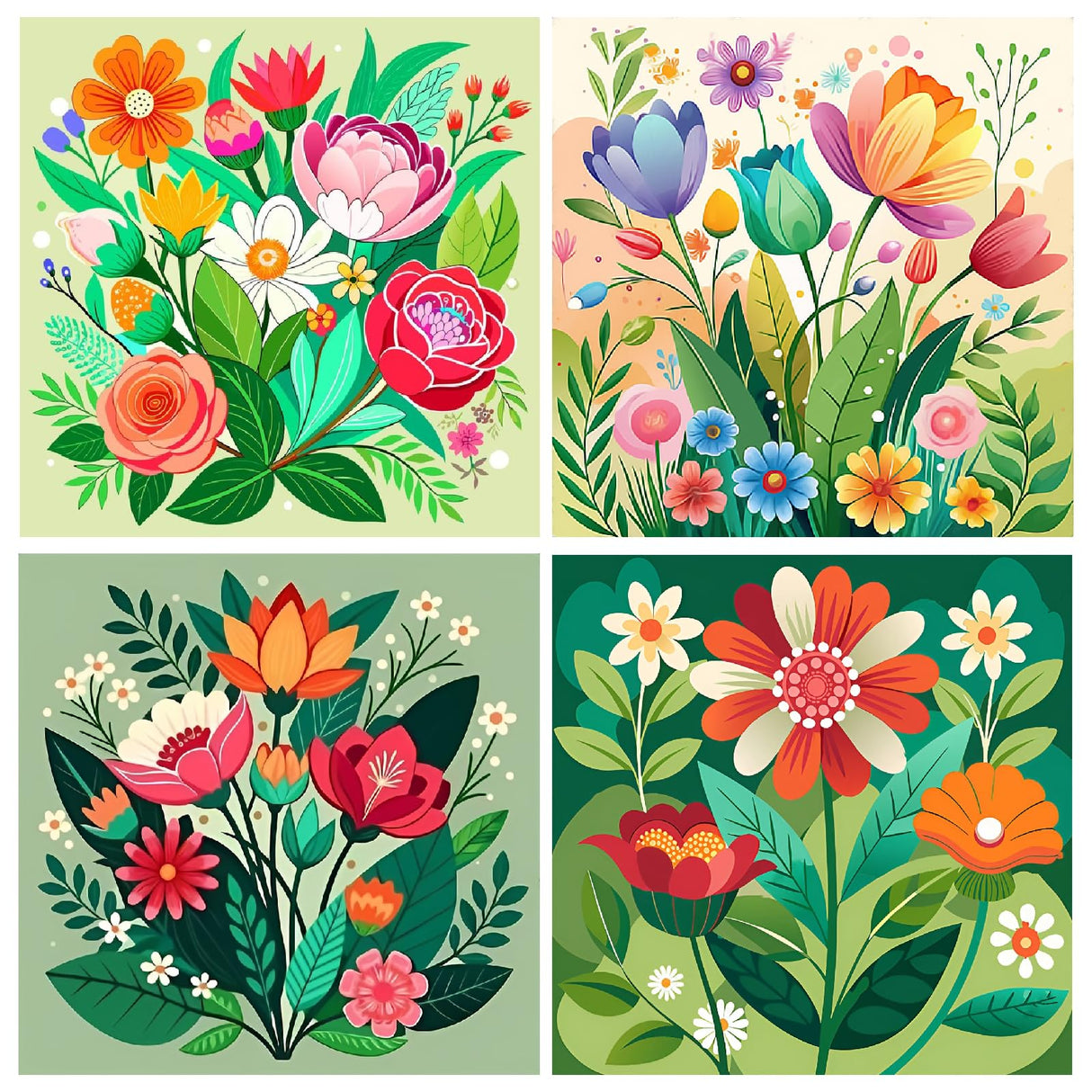 4 Pack Paint by Number for Adults, Easy Flowers Paint by Numbers Kits for Beginners with Paints Brushes, DIY Flowers Acrylic Paint Set Arts and Crafts for Home Decor 8×8 Inch Mrnsiet