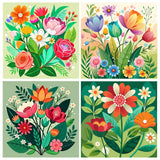 4 Pack Paint by Number for Adults, Easy Flowers Paint by Numbers Kits for Beginners with Paints Brushes, DIY Flowers Acrylic Paint Set Arts and Crafts for Home Decor 8×8 Inch Mrnsiet