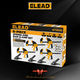 8-Piece Clamps for Woodworking - 4 Pcs 6 inch Bar Clamps, 4 Pcs Heavy Duty Metal Spring Clamps, Bar Clamps with 150 LBS Load Limit, Quick Release Triggers ELEAD