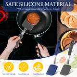 Yetene Silicone Cookie Spatula Turner 2 Pack Mini Brownie Spatula Flexible Kitchen Small Silicone Spatulas for Nonstick Cookware Heat Resistant No Scratch Flipper for Egg Pancake (Gray, Blue) Yetene