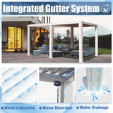 Domi Outdoor Living Louvered Pergola 12x20FT, Aluminum Outdoor Pergola with 2 Independently Adjustable Louver Roof, Full Aluminum Structure, White domi outdoor living