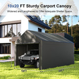 Carport 10x20ft Heavy Duty Canopy Storage Shed,Portable Garage Party Tent,Portable Garage with Removable Sidewalls & Doors All-Season Tarp for Car,Truck,Party SNC24# (W/Grey) - WoodArtSupply