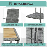 Outsunny 3 Piece Patio Rocking Chair Set, 2 PE Wicker Rocking Chairs, Cushioned, 1 Two-Tier Wood Slat Coffee Table, Rattan Front Porch Furniture, Gray Outsunny