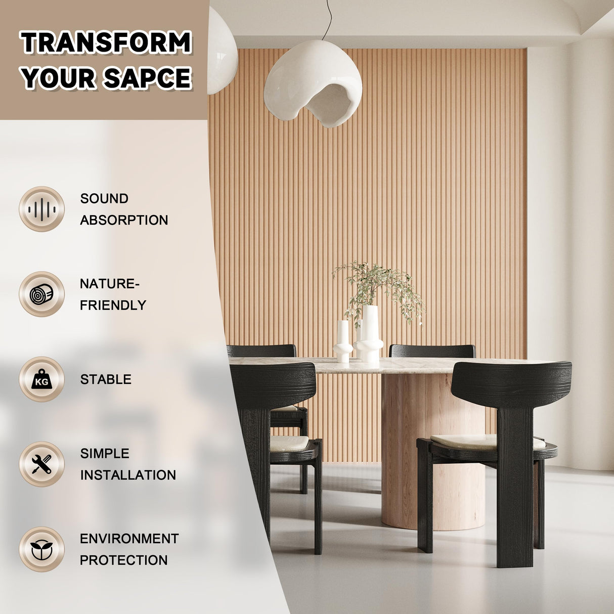 POHARE Slat Wall Paneling,8-Pack 3D WPC Wood Wall Panels,Acoustic Wall Panels for Interior Wall Decor,Living Room,Bedroom,Oak,95 x 6 in POHARE