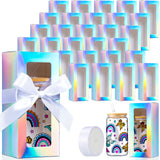 FillTouch 60 Pcs Gift Boxes with Ribbon for Sublimation Glass Exhibition Boxes Transparent Gift Box for 12oz 16oz 20oz Drinking Glasses Jar Sublimation Glass Can Blank Tumbler Gift Box (Laser Color) FillTouch